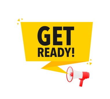 Duyuru Megafon Etiketi 'ni hazırlayın. Hoparlör konuşma balonu.