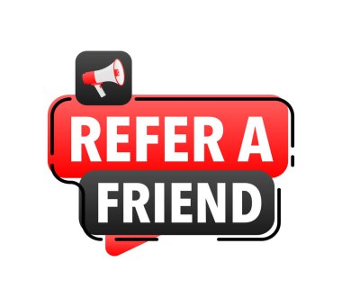 Arkadaş Duyuru Megafon Etiketi. Hoparlör konuşma balonu