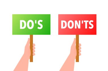 El ele tutuşup afiş asıyoruz. İyi ve Kötü İkon. Pozitif ve negatif işaretler