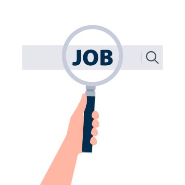 Search job, employment. Magnifying glass We are hiring