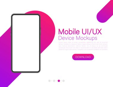 Smartphone mockup. Template for infographics or presentation UI design interface. Cellphone frame with blank display. Vector illustration