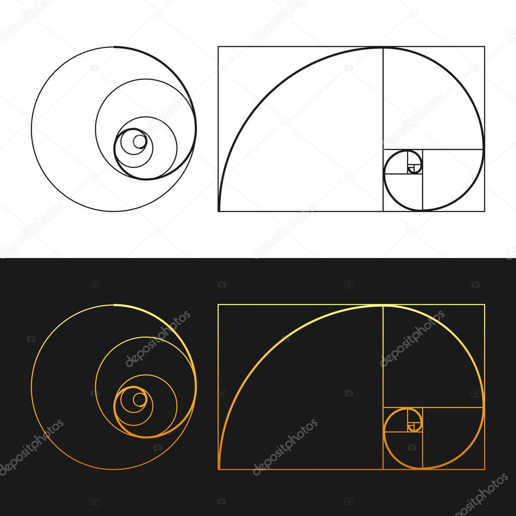 Golden ratio, Divine Proportions. Geometric shapes. Vector illustration