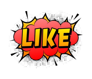 Speech bubble for comic text Like. Cartoon comic sign. Effects explosion
