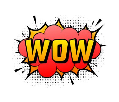 Speech bubble for comic text Wow. Cartoon comic sign. Effects explosion