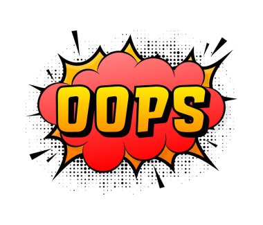 Speech bubble for comic text oops. Cartoon comic sign. Effects explosion