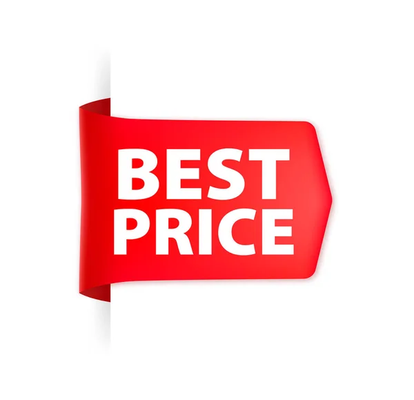 Best Price Red Label Ribbon Vector Illustration — Stok Vektör