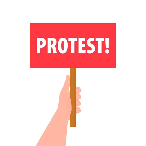 Hand Holding Placard Protest Demonstration Revolution Vector Illustration — Vetor de Stock
