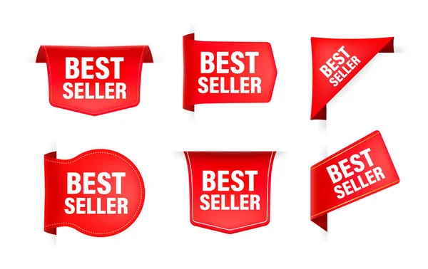 Fita Vermelha Com Texto Best Seller Banner Ribbon Label Best —  Vetores de Stock