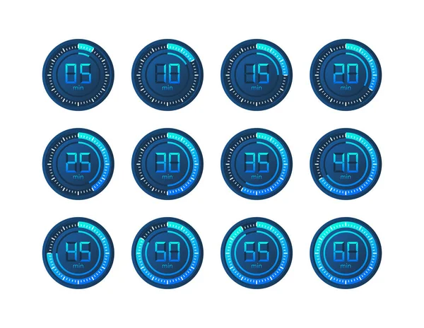 Impostare Timer Orologio Cronometro Tempo Cottura Minuti Illustrazione Vettoriale — Vettoriale Stock