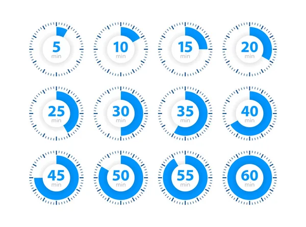 Réglage Minuterie Horloge Chronomètre Temps Cuisson Minutes Illustration Vectorielle — Image vectorielle