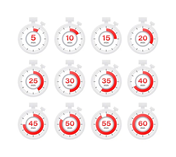 Установите Таймер Часы Секундомер Время Готовить Минут Векторная Иллюстрация — стоковый вектор