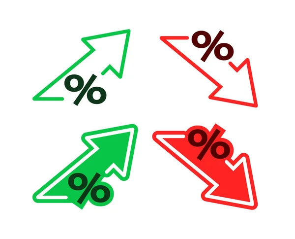 Prozentsatz Mit Pfeil Nach Oben Und Unten Prozentual Wachstum Zinssatz — Stockvektor