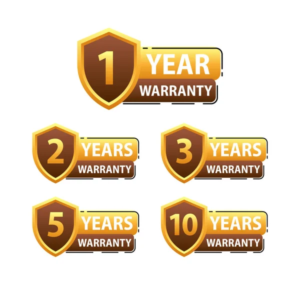 Years Warranty Shield Label Assuring Quality Durability Extended Warranty Coverage — Stock Vector
