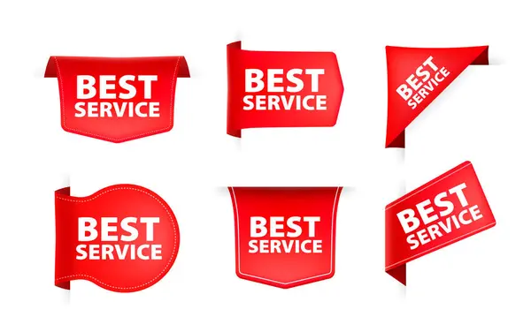 Rood Lint Met Tekst Beste Service Banner Lint Label Beste — Stockvector