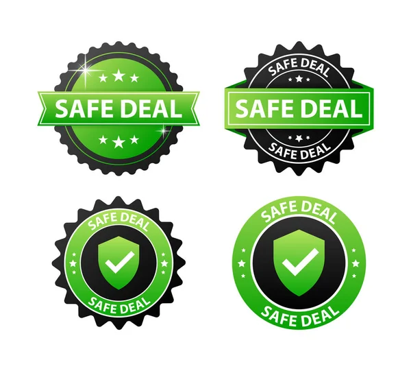 Etiqueta Trato Seguro Comprobar Icono Marca Acuerdo Internacional Máxima Seguridad — Vector de stock