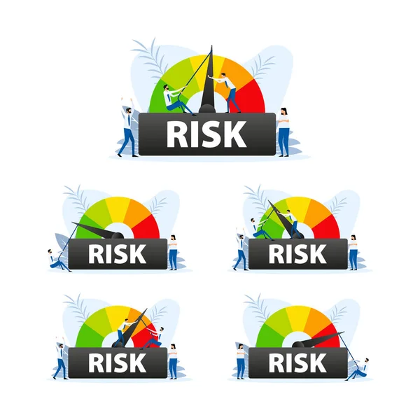 Kockázati Szint Mérő Biztonságos Sikeres Jövő Kockázatainak Kezelése Enyhítése Vektorillusztráció — Stock Vector