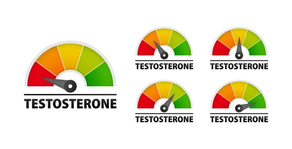 Testosteron seviyesi ölçeği. Hormonal sağlığınızı en iyi şekilde takip etmek ve yönetmek. Vektör illüstrasyonu