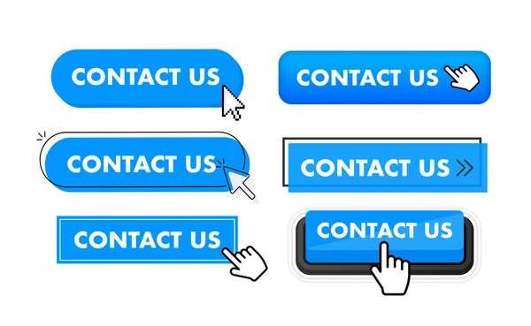 Set Von Kontaktieren Sie Uns Handzeiger Klicken Kontaktieren Sie Uns — Stockvektor