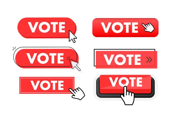Σετ Από Κουμπί Ψηφοφορίας Χειροκίνητη Ένδειξη Κλικ Ψηφίστε Κουμπιά Ιστού — Διανυσματικό Αρχείο
