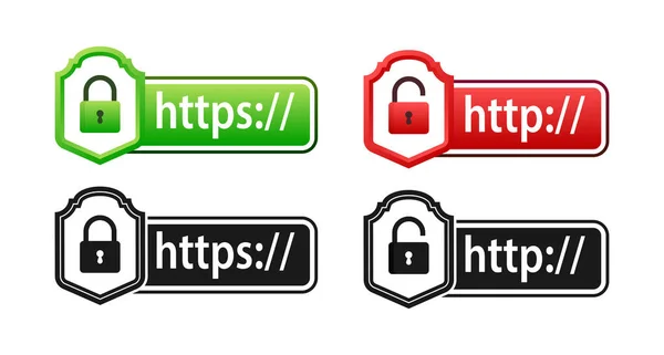 Protocolos Http Https Comprender Importancia Las Conexiones Web Seguras Ilustración — Archivo Imágenes Vectoriales