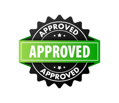 Canlı Yeşil Onaylı Pul Parlak Yıldızlar ve Kurdele Sancak Vektör Sermaye İllüstrasyonu.