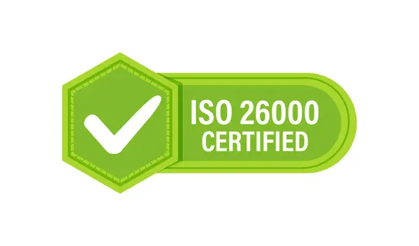 stock vector ISO 26000 Quality Management Certification Badge. Vector illustration.