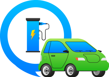 Şarjlı yeşil elektrikli bir aracın grafiği