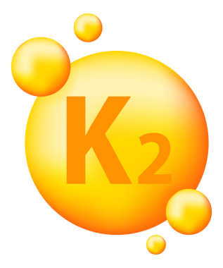 Gerçekçi damlası olan K2 vitamini. Vitamin parçacıkları ortada. resimleme