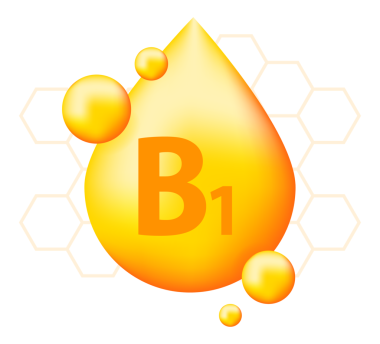 Gerçekçi damlası olan B1 vitamini. Vitamin parçacıkları ortada. resimleme