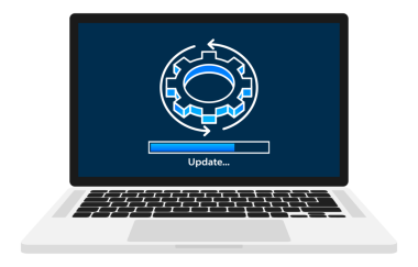 Sistem yazılım güncellemesi ve güncellemesi. Yeni yazılım yükle. Uygulama yaması kuruluyor. resimleme