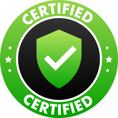 Onaylı Etiket, resmi kalite ve standartlara uyma onayı. resimleme