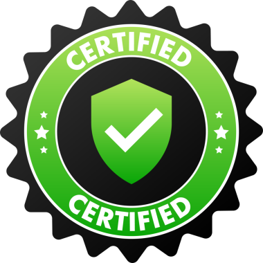 Onaylı Etiket, resmi kalite ve standartlara uyma onayı. resimleme