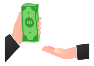 Hand Holding Cash. Pay for something. Paying Cash. Money payment