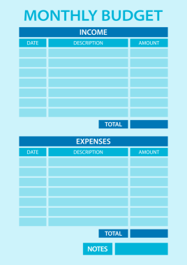 Monthly budget planner. Income and expense tracker. Account fixed and other expenses