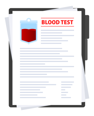 Test tube with blood. Blood test. Patient blood in test tubes