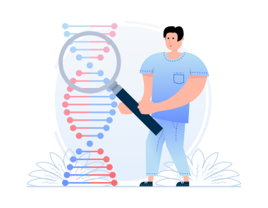 DNA büyüteci. Genetik Analiz. Genetik araştırma. hisse illüstrasyonu