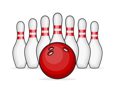 Bowling vuruş ikonu. Beyaz arkaplan için bowling vuruş vektör simgesi gerçekçi illüstrasyonu