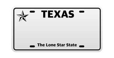 Sancak tasarımı için geçmişe dönük araç plakası. Teksas Eyaleti. İzole vektör çizimi. İş, simge seti.