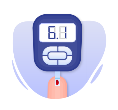 Glucometer simgesi olan bir poster. Kanda şeker veya glikoz seviyesini test etmek ve izlemek için aygıt