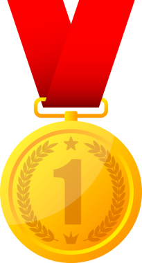 Altın, Gümüş ve Bronz madalya, Şampiyon ve kazanan ödüller - 1, 2 ve 3.