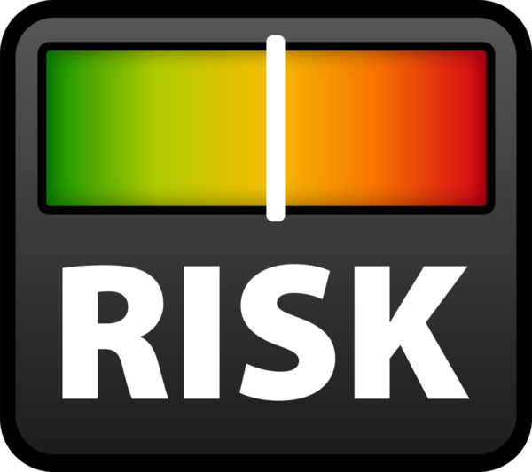 Risk speedometer. Risk gauge icon. High risk meter.