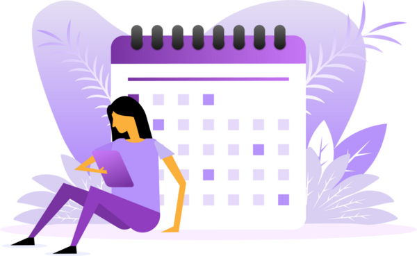 Cartoon character. Business woman illustration. Business plan schedule.