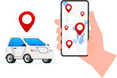 Araba paylaşım servisi. İşe gitmek için otomobili paylaşın. resimleme