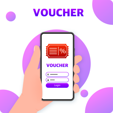 Kırmızı arka planda düz stil akıllı telefon faturası. Çizim. İndirim kuponu.