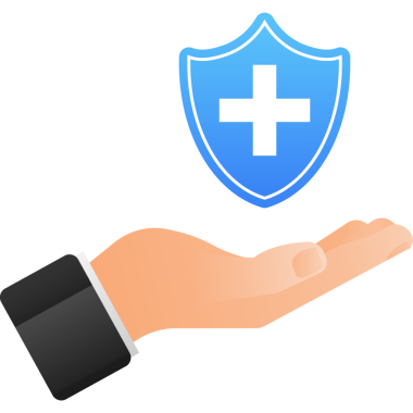 Konsept tasarım için tıbbi kalkan eli olan düz bir simge. Sağlık hizmeti kavramı.