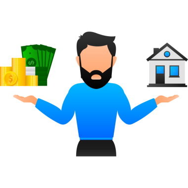 Çizim tasarımı. Ev paraya karşı. Finansal yatırım. İş konsepti geçmişi