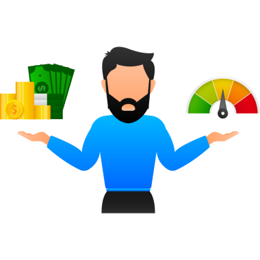 Para kredi puanına karşı. Isome illüstrasyon. Resim grafiği.