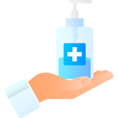 Şeffaf arka planda dezenfeksiyon dezenfektanı. 3d illüstrasyon