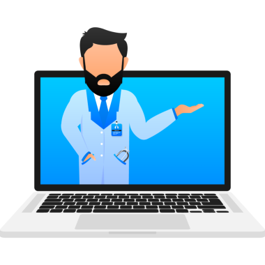 Online tıbbi bakım doktoru. İzometrik illüstrasyon. Sağlık hizmetleri illüstrasyonu