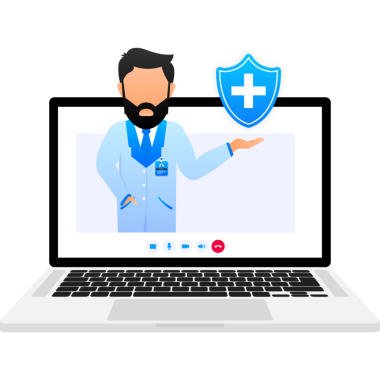 Online tıbbi bakım doktoru. İzometrik illüstrasyon. Sağlık hizmetleri illüstrasyonu